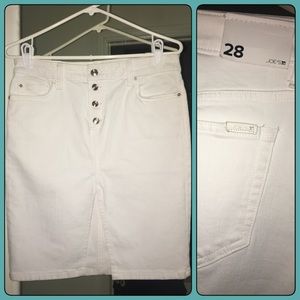 JOE’S Jeans button up white denim skirt w/ slit 28